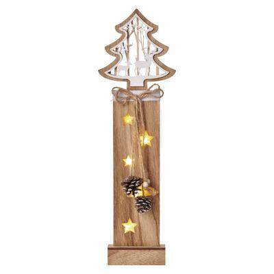 Vánoční dřevěný LED strom 48cm, 2x AA, časovač - 1
