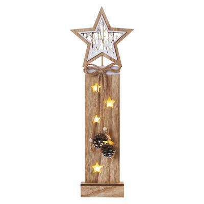Vánoční dřevěná LED dekorace 48cm 2xAA čas. WW - 1