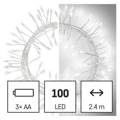 LED nano řetěz – ježek, 2,4 m CW časovač 3xAA - 1