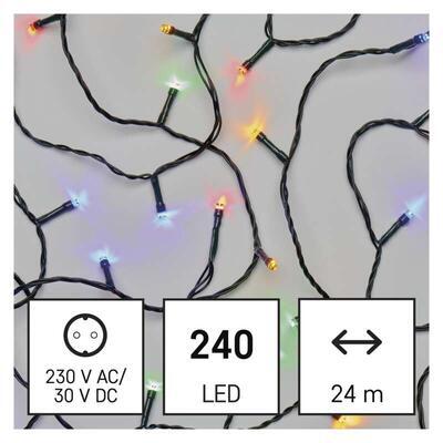 LED vánoční řetěz, Barevné, IP44, 24m, 8 módů - 1