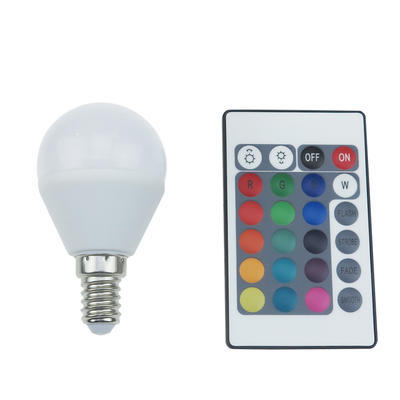 RGB LED žárovka ball E14 4W s ovladačem