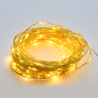 Venkovní zlatý LED nano řetěz 10m WW 3xAA časovač