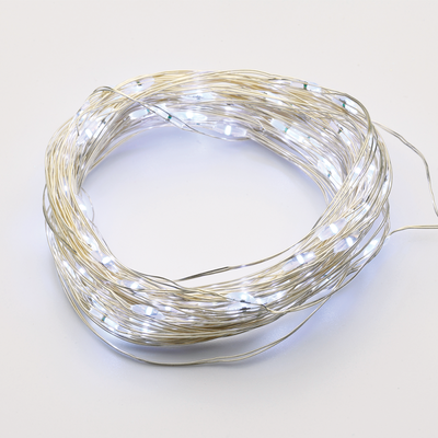 Stříbrný LED nano řetěz 2m CW 2xAA