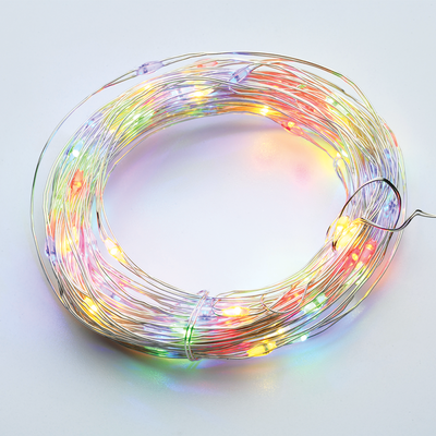 Venkovní stříbrný LED nano řetěz 30m RGB 8 fubkcí