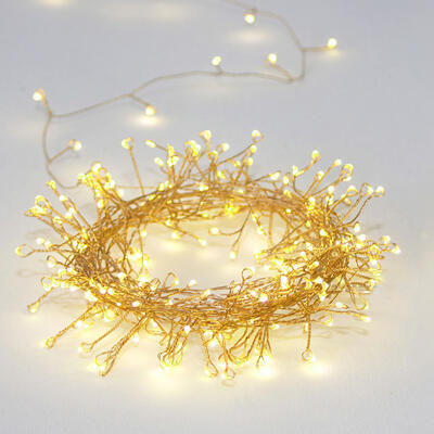 Zlatý LED nano řetěz - ježek 2,5m WW 3xAA - 1