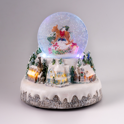 Vánoční LED zátiší s hudbou a sněžením Koník