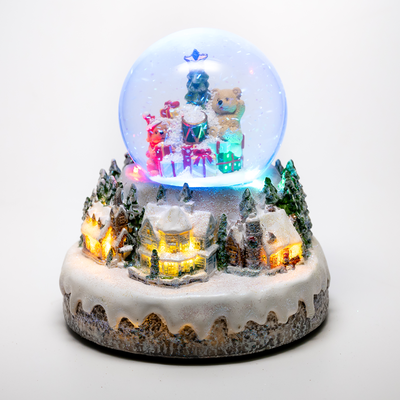 Vánoční LED zátiší s hudbou a sněžením Méďové