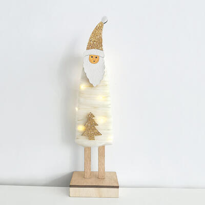 Vánoční dřevěný LED Santa s vlnou