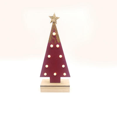 Vánoční LED stromek s filcem - červený - 2xAA