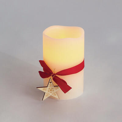 Vánoční vosková LED svíčka s hvězdou - 2xAA