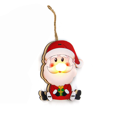 Vánoční dřevěná LED ozdoba Santa 10cm WW