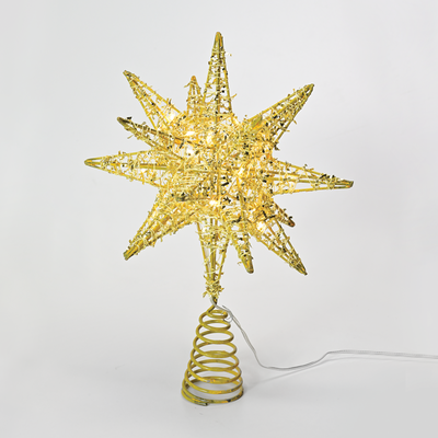 Vánoční stolní LED hvězda zlatá 2 28cm WW 3xAA