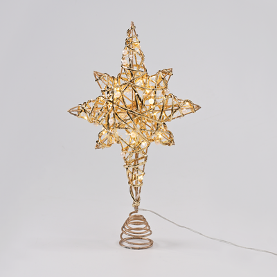 Vánoční stolní LED hvězda zlatá/bílá 37cm WW 3xAA