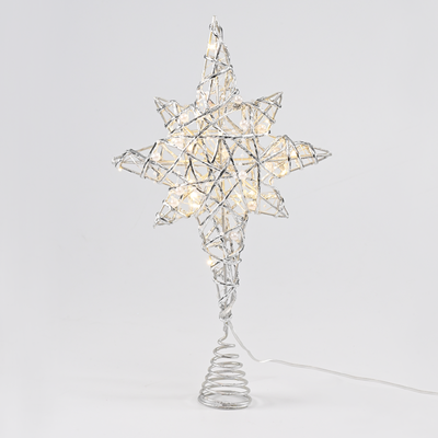 Vánoční stolní LED hvězda stříb./bílá 37cm WW 3xAA