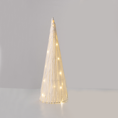 Vánoční LED kužel krepový bílý 50cm WW 3xAA