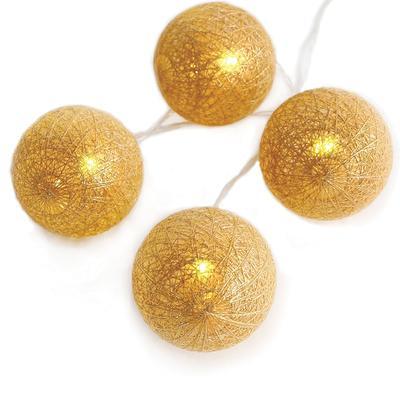 Vánoční LED řetěz Pletené koule - zlatá - 135cm