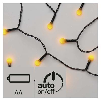 LED řetěz – kuličky, žlutá, časovač - 1,5m - 1