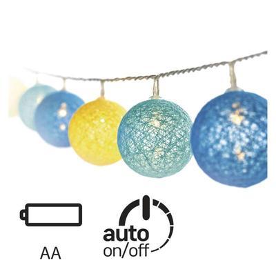 LED girlanda bavlněné koule -  modrá/žlutá - 1