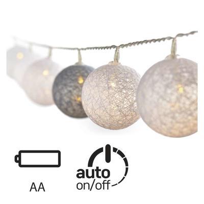 LED girlanda bavlněné koule -  bílá/šedá - 1