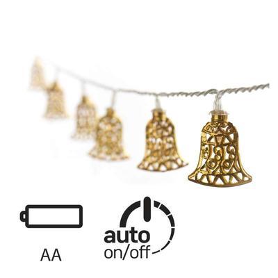 Vánoční LED girlanda zlaté Zvonky s časovačem - 1