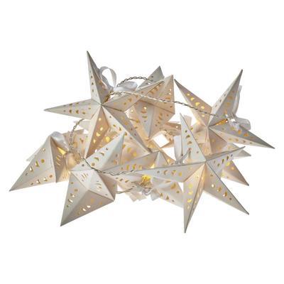 Vánoční LED girlanda bílé Hvězdy s časovačem 1,35m - 1
