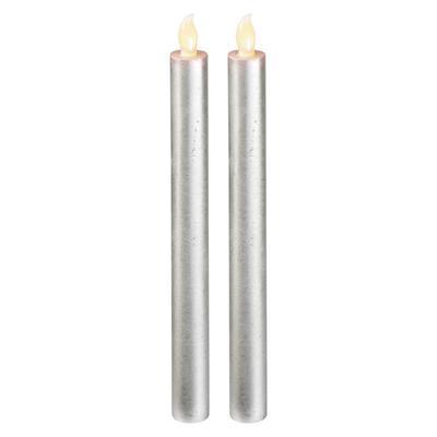 2x dekorativní LED svíčka 25cm - stříbrná - 1