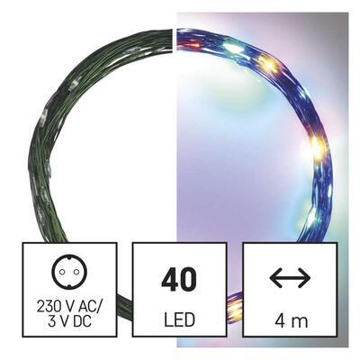 LED řetěz Nano zelený Barevný IP44 4m časovač - 2