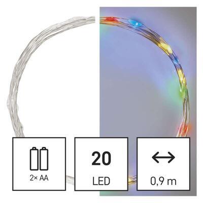 LED nano řetěz stříbrný Barvy 1,9m časovač - 2