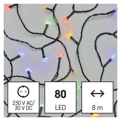 LED vánoční řetěz, Barevné, IP44, 8m, časovač - 2