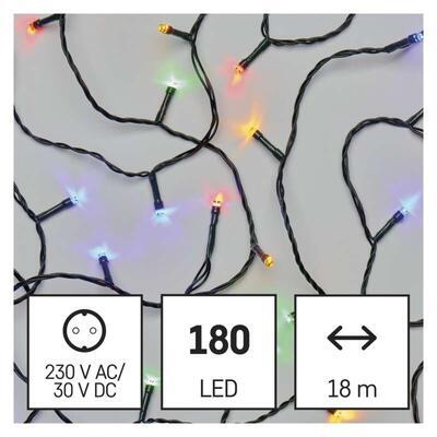LED vánoční řetěz, Barevné, IP44, 18m, časovač - 2