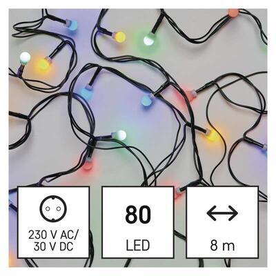 LED vánoční řetěz – Cherry barevné IP44 8m časovač - 2