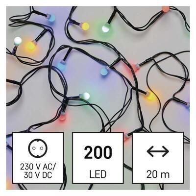 LED vánoční řetěz kuličky barevné 8 módů IP44 20m  - 2
