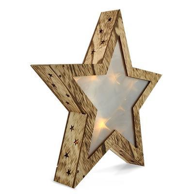 Dřevěná vánoční LED hvězda s 3D efektem WW - 2