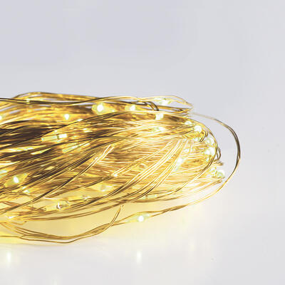 Venkovní zlatý LED nano řetěz 10m WW 8 funkcí - 2