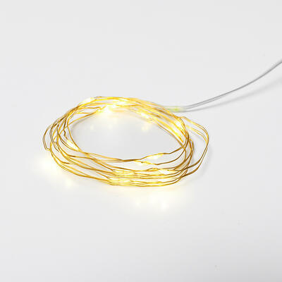 Venkovní zlatý LED nano řetěz 2m WW 2xAA časovač - 2