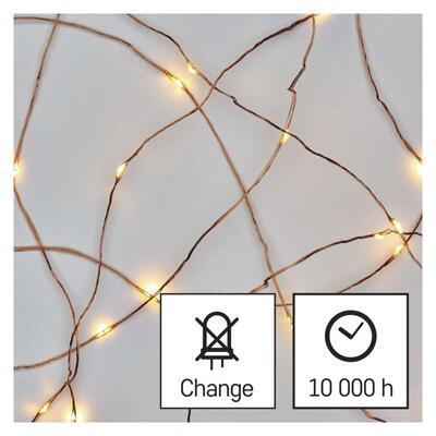 LED nano řetěz měděný WW 1,9m časovač - 3