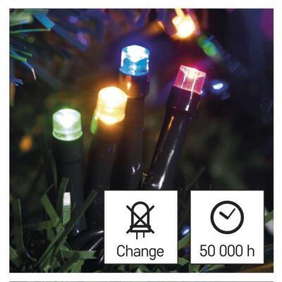 LED vánoční řetěz, Barevné, IP44, 4m, časovač - 3