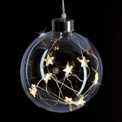 Vánoční LED koule skleněná s hvězdami WW - 3