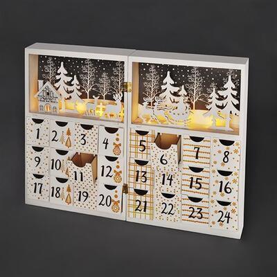Vánoční skládací dřevěný LED kalendář 2xAAA  - 3