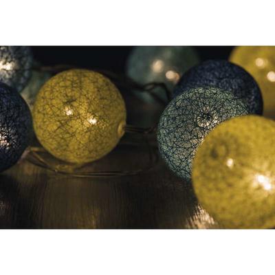 LED girlanda bavlněné koule -  modrá/žlutá - 3