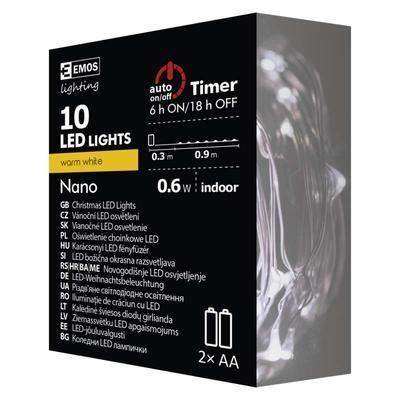 LED nano řetěz měděný WW 0,9m časovač - 3