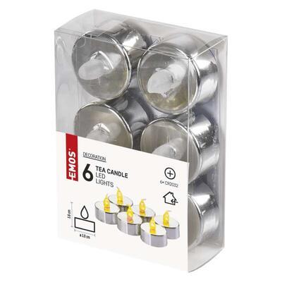 6x čajová LED svíčka - stříbrná - 4