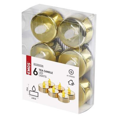 6x čajová LED svíčka - zlatá - 4