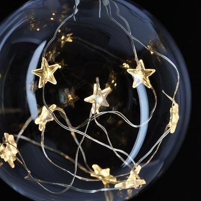 Vánoční LED koule skleněná s hvězdami WW - 4