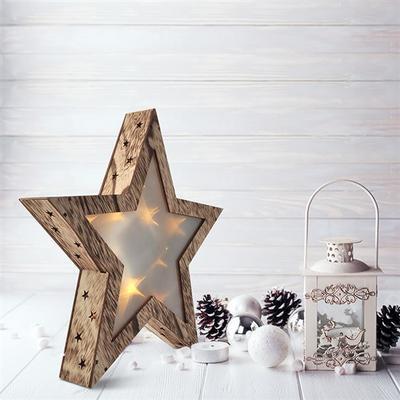 Dřevěná vánoční LED hvězda s 3D efektem WW - 4