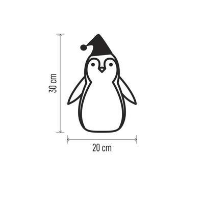 Vánoční dřevěný LED tučňák, 30cm, 2x AAA, časovač - 5