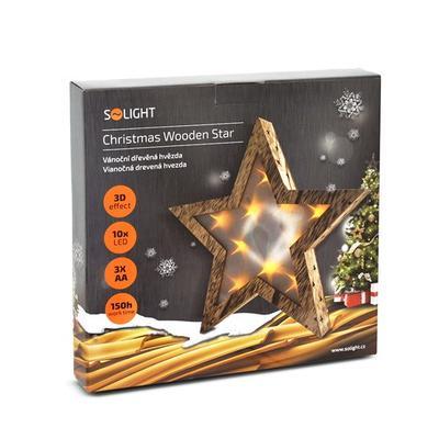 Dřevěná vánoční LED hvězda s 3D efektem WW - 5