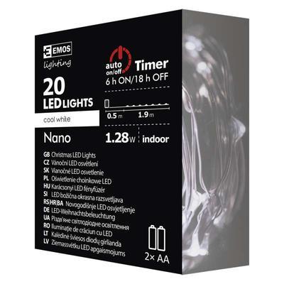 LED nano řetěz stříbrný CW 1,9m časovač - 5