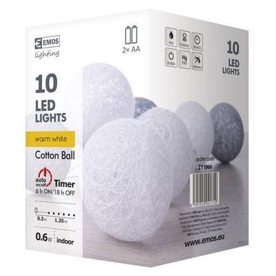 LED girlanda bavlněné koule -  bílá/šedá - 6