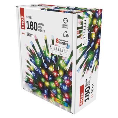 LED vánoční řetěz, Barevné, IP44, 18m, 8 módů - 7